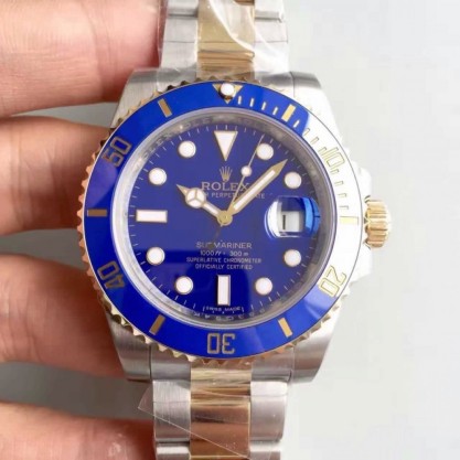 Replica Rolex Submariner Date 116613LB 2018 N V7S 24K Yellow Gold Wrapped & Stainless Steel Blue Dial Swiss 3135