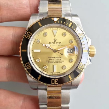 Replica Rolex Submariner Date 116613LN 2018 N V7S 24K Yellow Gold Wrapped & Stainless Steel Champagne Dial Swiss 3135