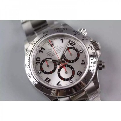 UK 40 mm Stainless Steel 410L Replica Rolex Daytona Cosmograph 116509 JF Stainless Steel Silver Dial Swiss 7750 Run 6@SEC