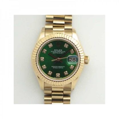 Replica Rolex Lady Datejust 28 279165 28MM BP Rose Gold Green Dial Swiss 2671
