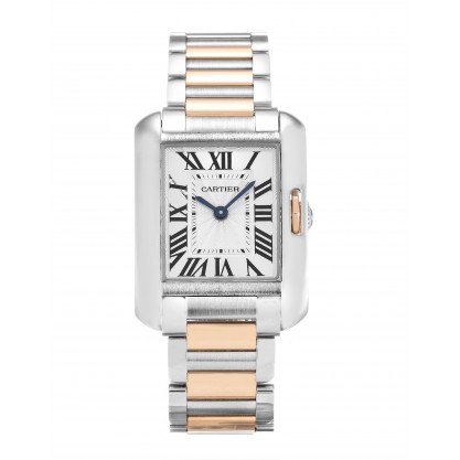 UK Steel & Rose Gold Cartier Replica Tank Anglaise W5310036-23 MM