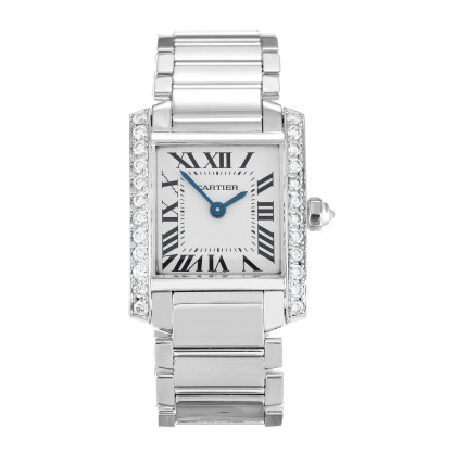 UK White Gold set with Diamonds Cartier Replica Tank Francaise WE1002S3-25 MM