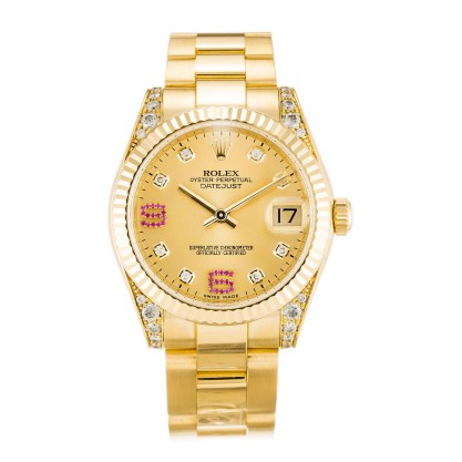 UK Yellow Gold set with Diamonds Rolex Replica Mid-Size Datejust 178238-31 MM